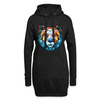 Himalaya-Bär Bunte Aquarell-Tierkarikatur - Hoodie-Kleid - Schwarz - Vorne