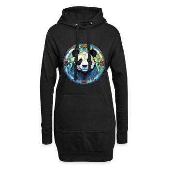Panda Buntes Aquarell Tier Haustier Illustration - Hoodie-Kleid - Schwarz - Vorne