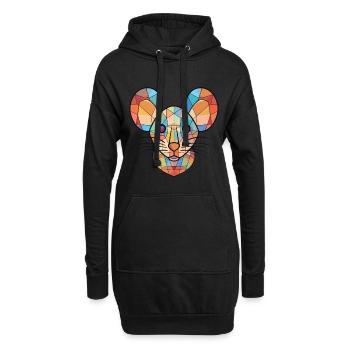 Maus Buntes Aquarell Tier Haustier Illustration - Hoodie-Kleid - Schwarz - Vorne