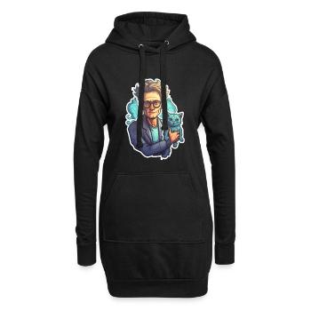 Schrödinger et son chat - Sweat-shirt à capuche long Femme - noir - Devant