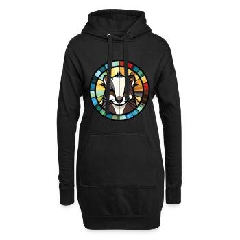 Skunk Aquarelle colorée Animal Animal Illustration - Sweat-shirt à capuche long Femme - noir - Devant