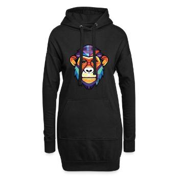 Affe Buntes Aquarell Tier Haustier Illustration - Hoodie-Kleid - Schwarz - Vorne