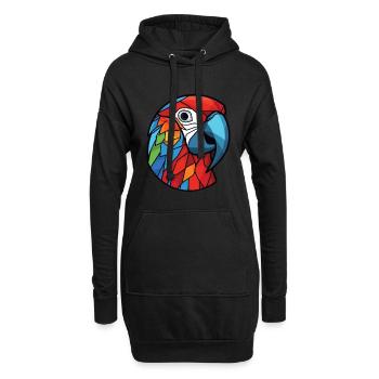 Perroquet Ara Aquarelle Coloré Animal Dessin animé - Sweat-shirt à capuche long Femme - noir - Devant