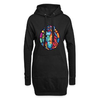 poney coloré aquarelle animal animal illustration - Sweat-shirt à capuche long Femme - noir - Devant