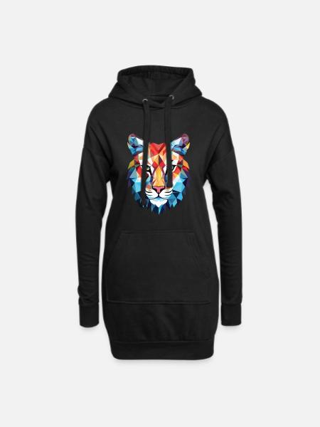 Luchs Bunte Aquarell-Tier-Haustier-Illustration - Hoodie-Kleid - Schwarz