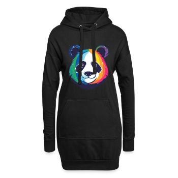 Panda Buntes Aquarell Tier Haustier Illustration - Hoodie-Kleid - Schwarz - Vorne