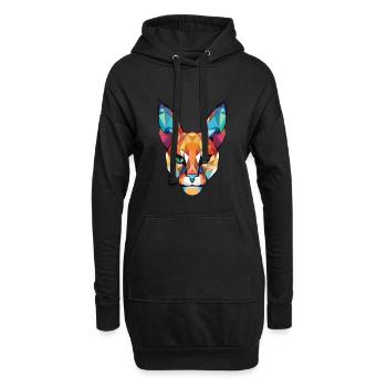 Karakal Bunte Aquarell-Tierillustration - Hoodie-Kleid - Schwarz - Vorne