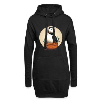 Macareux - Sweat-shirt à capuche long Femme - noir - Devant