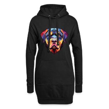 Rottweiler Hund Buntes Aquarell Tier Karikatur - Hoodie-Kleid - Schwarz - Vorne