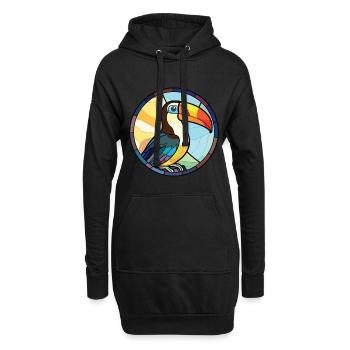 Toucan Aquarelle colorée Animal Animal Illustration - Sweat-shirt à capuche long Femme - noir - Devant