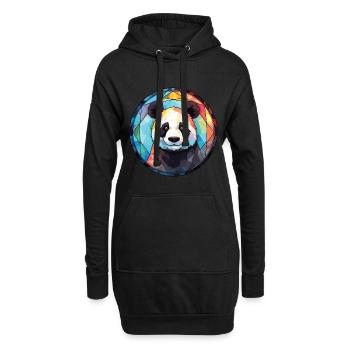 Panda Buntes Aquarell Tier Haustier Illustration - Hoodie-Kleid - Schwarz - Vorne