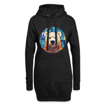 Bär Buntes Aquarell Tier Haustier Illustration - Hoodie-Kleid - Schwarz - Vorne