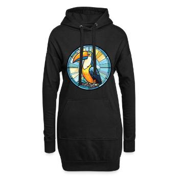 Toucan Aquarelle colorée Animal Animal Illustration - Sweat-shirt à capuche long Femme - noir - Devant
