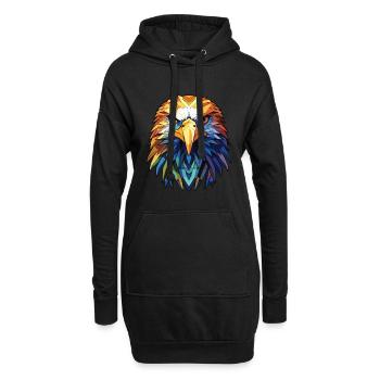 Adler Buntes Aquarell Tier Haustier Illustration - Hoodie-Kleid - Schwarz - Vorne