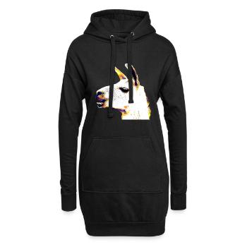 Lama Kopf - Hoodie-Kleid - Schwarz - Vorne