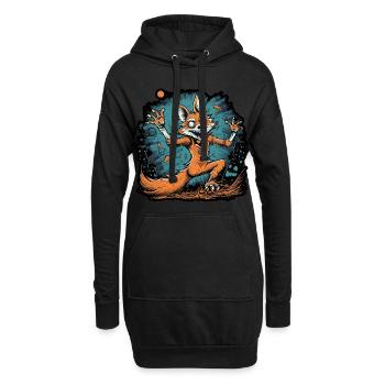Halloween Fuchs Skelett - Hoodie-Kleid - Schwarz - Vorne
