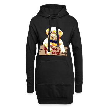 Avertissement sur le chien - Chiot mignon - Sweat-shirt à capuche long Femme - noir - Devant