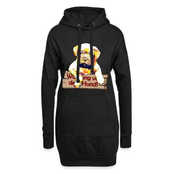 Avertissement sur le chien - Chiot mignon - Sweat-shirt à capuche long Femme - noir - Devant