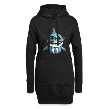Hai trägt Brille Karikatur Kawaii Illustration - Hoodie-Kleid - Schwarz - Vorne
