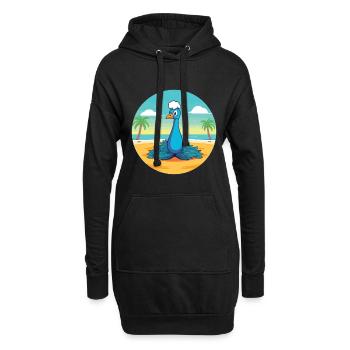 Pfauenkarikatur Yoga Strand Sommer Illustration - Hoodie-Kleid - Schwarz - Vorne