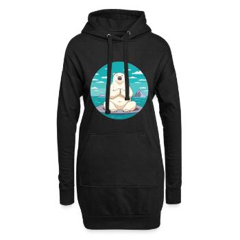 Eisbär Karikatur Yoga Strand Sommer Illustration - Hoodie-Kleid - Schwarz - Vorne