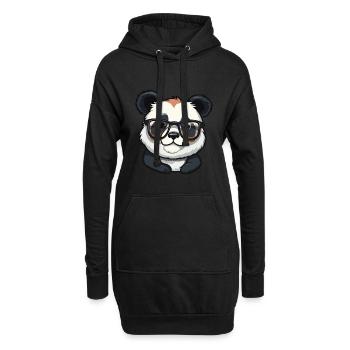 Panda portant des lunettes Cartoon Kawaii Illustration - Sweat-shirt à capuche long Femme - noir - Devant