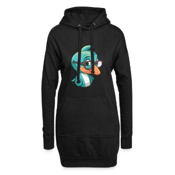Delfin mit Brille Cartoon Kawaii Illustration - Hoodie-Kleid - Schwarz - Vorne