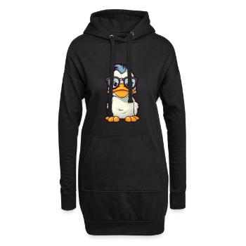 Ente trägt Brille Cartoon Kawaii Illustration - Hoodie-Kleid - Schwarz - Vorne