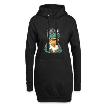 Krokodil mit Brille Cartoon Kawaii Illustration - Hoodie-Kleid - Schwarz - Vorne