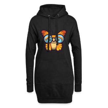 Schmetterling mit Brille Cartoon Kawaii Illustration - Hoodie-Kleid - Schwarz - Vorne
