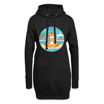 Tiger Cartoon Yoga Strand Sommer Illustration - Hoodie-Kleid - Schwarz - Vorne
