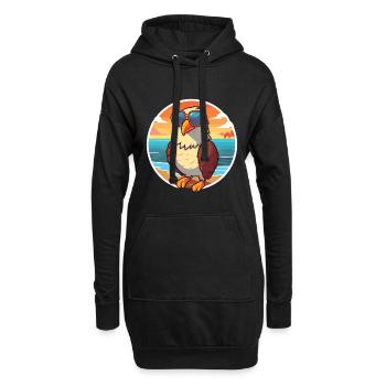 Adler Lustige Karikatur Kawaii Strand Illustration - Hoodie-Kleid - Schwarz - Vorne