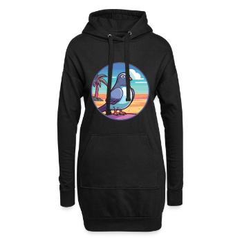 Taube Lustige Karikatur Kawaii Strand Illustration - Hoodie-Kleid - Schwarz - Vorne