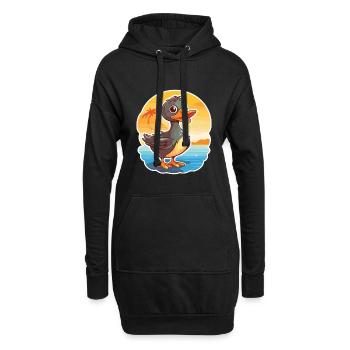 Ente lustige Karikatur Kawaii Strand Illustration - Hoodie-Kleid - Schwarz - Vorne