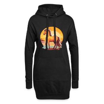 Pferd lustige Karikatur Kawaii Strand Illustration - Hoodie-Kleid - Schwarz - Vorne