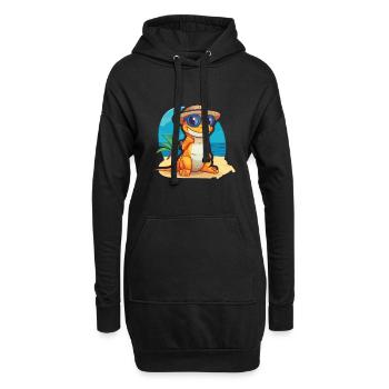 Eidechse Lustige Karikatur Kawaii Strand Illustration - Hoodie-Kleid - Schwarz - Vorne