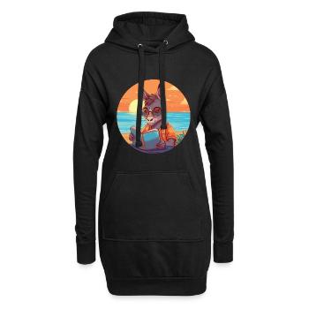 Esel Niedliche Lustige Karikatur Kawaii Buch Strand - Hoodie-Kleid - Schwarz - Vorne