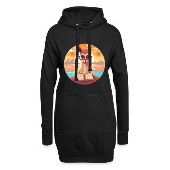 Lama Niedliche Lustige Karikatur Kawaii Buch Strand - Hoodie-Kleid - Schwarz - Vorne