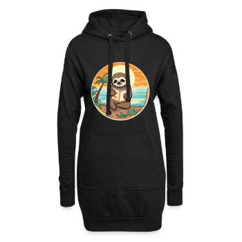 Faultier Niedliche Lustige Karikatur Kawaii Buch Strand - Hoodie-Kleid - Schwarz - Vorne