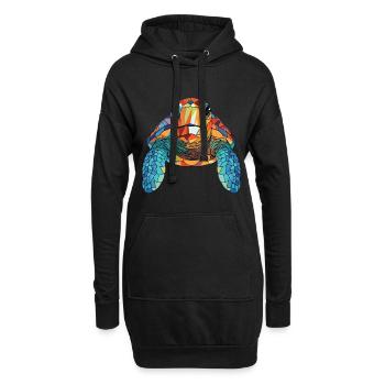 Tortue de mer aquarelle colorée illustration animale - Sweat-shirt à capuche long Femme - noir - Devant