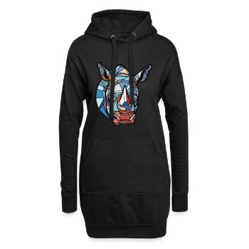 Rhinocéros coloré aquarelle Animal Illustration - Sweat-shirt à capuche long Femme - noir - Devant