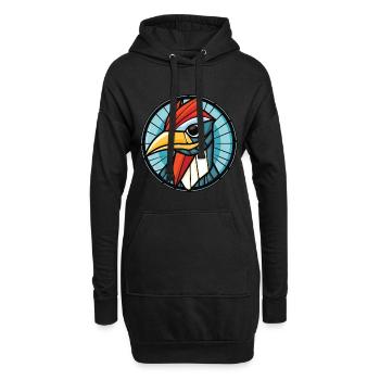 Specht bunte Aquarell Tier Illustration - Hoodie-Kleid - Schwarz - Vorne