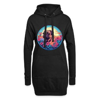 Bunter Hund Buntes Aquarell Tier Cartoon - Hoodie-Kleid - Schwarz - Vorne