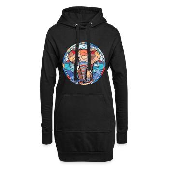 Elefant buntes Aquarell Tier Illustration - Hoodie-Kleid - Schwarz - Vorne