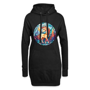 Poney Bébé Cheval Aquarelle Colorée Animal Cartoon - Sweat-shirt à capuche long Femme - noir - Devant