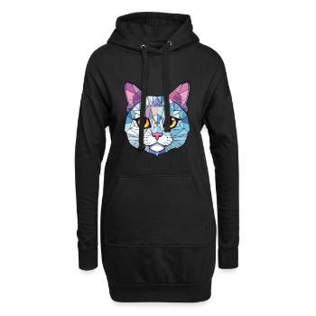 Chat d’argent britannique coloré aquarelle pour animaux de compagnie Cartoon - Sweat-shirt à capuche long Femme - noir - Devant