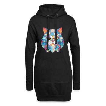 Colorpoint chat persan coloré aquarelle dessin animé - Sweat-shirt à capuche long Femme - noir - Devant