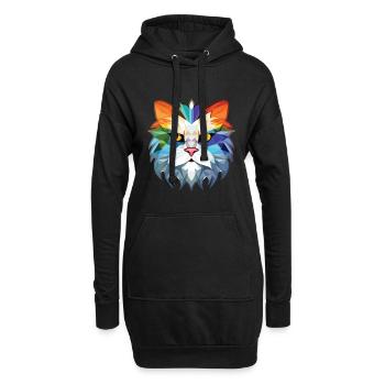 Weiße Langhaar Perserkatze Buntes Aquarell - Hoodie-Kleid - Schwarz - Vorne
