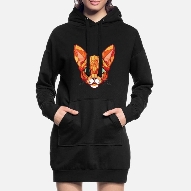 Illustration à l’aquarelle colorée de chat Devon Rex rouge Sweat-shirt à capuche long Femme