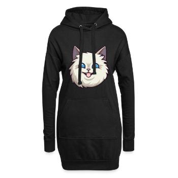 Birmakatze Karikatur Aquarell Illustration - Hoodie-Kleid - Schwarz - Vorne